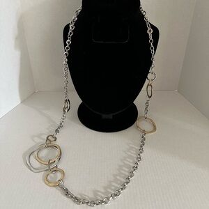 Premier Designs gold and silver tone long large link necklace